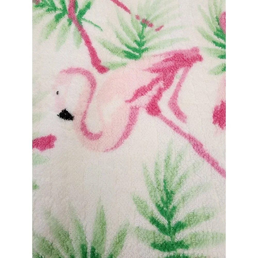 Deborah Connolly Set of 2 Flamingo Bath Towels White Pink Green 28